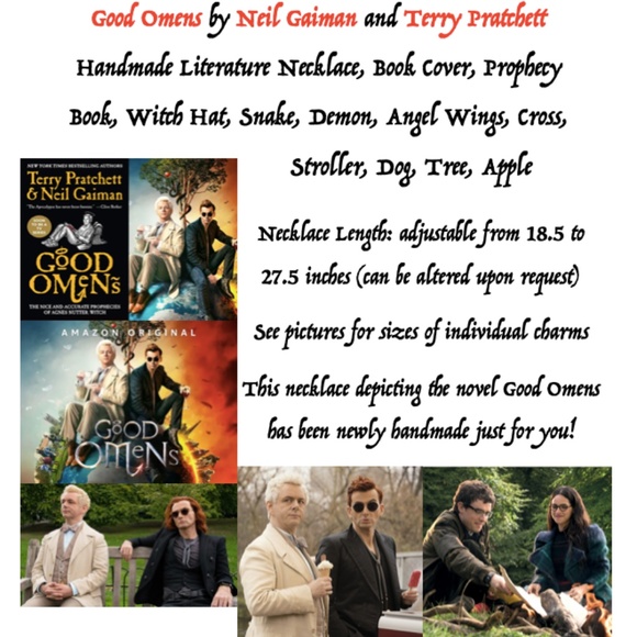 Good Omens Neil Gaiman Terry Pratchett Handmade Literature Necklace, Book Cover - Picture 15 of 16